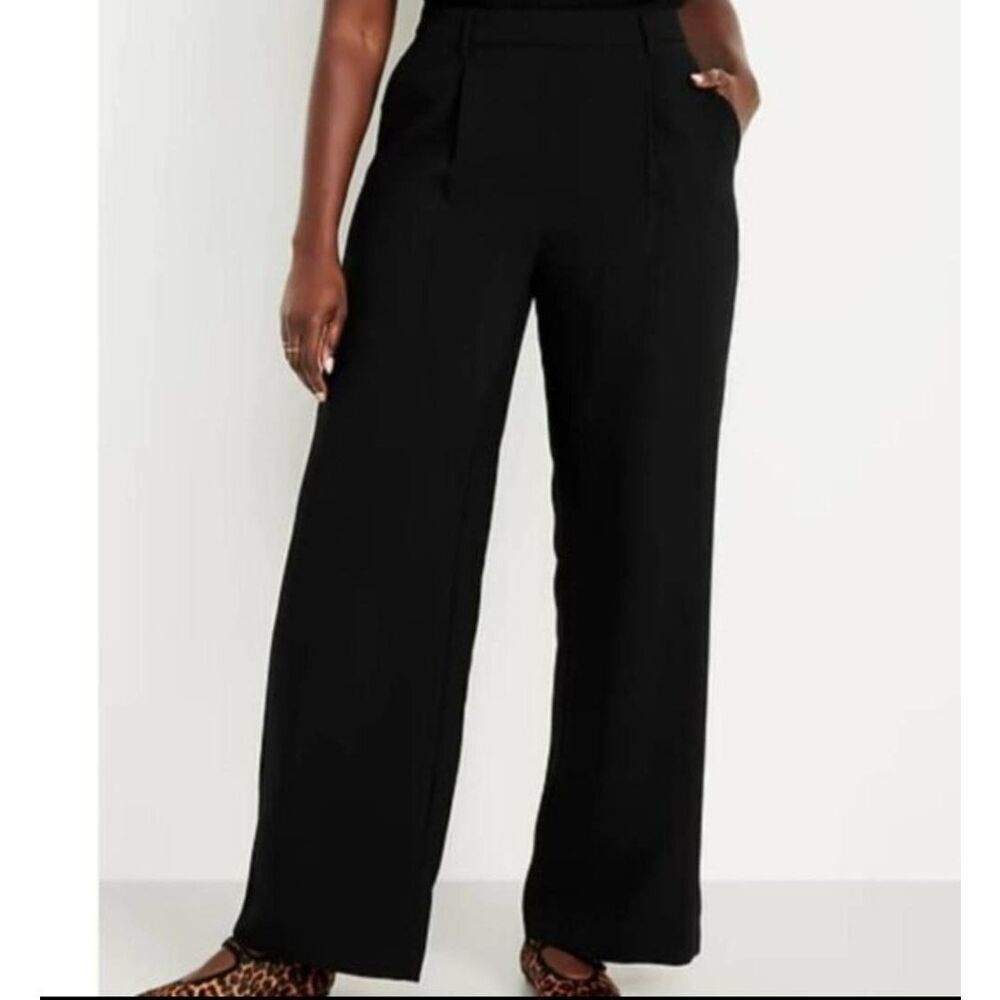 Old Navy Pants Women's 12 Tall Black Taylor Wide Leg Trouser Extra High Waisted
